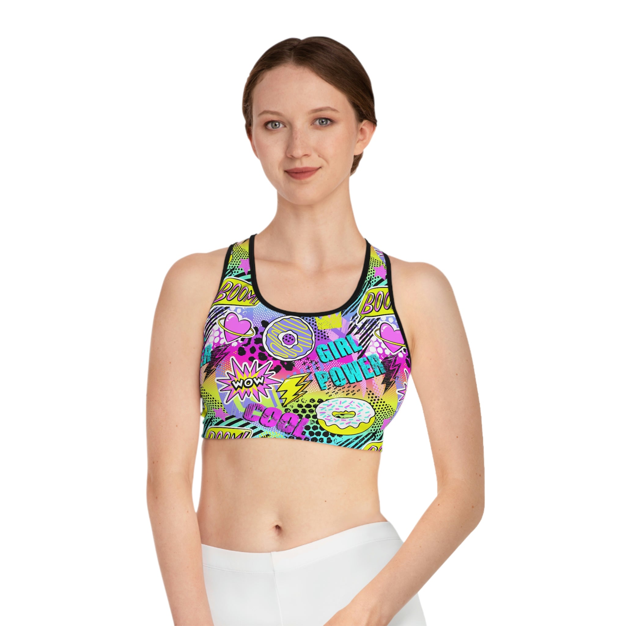 Pop Art Girl Power Sports Bra